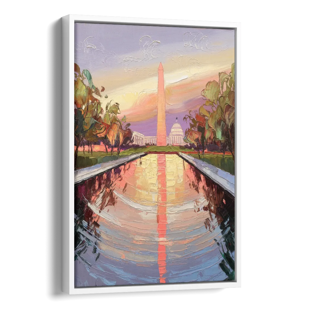 Washington National Mall Side - White Canvas Wall Art