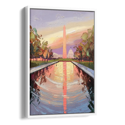 Washington National Mall Side - White Canvas Wall Art