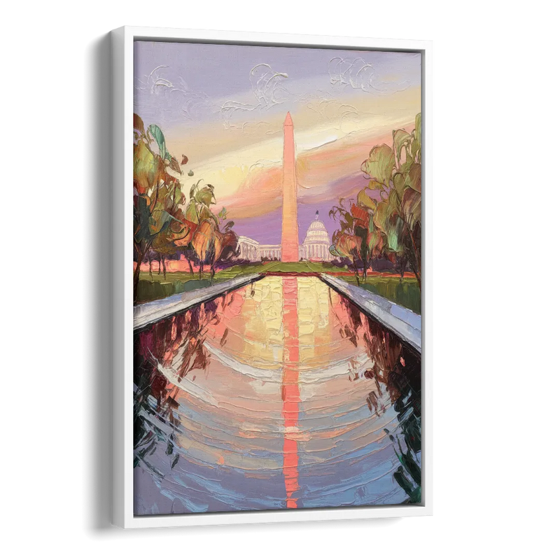 Washington National Mall Side - White Canvas Wall Art