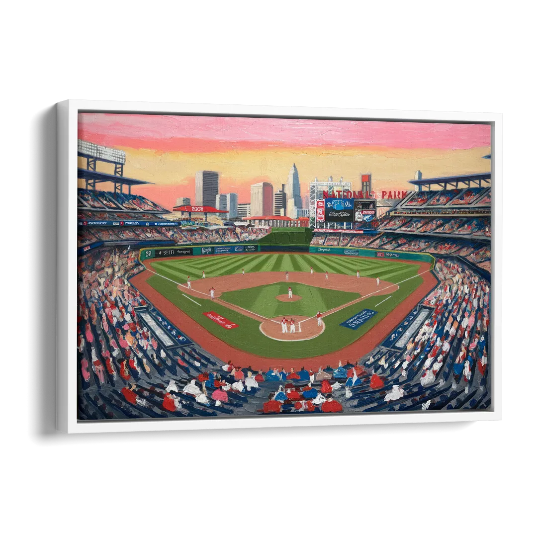Washington Nationals Baseball Side - White Canvas Wall Art