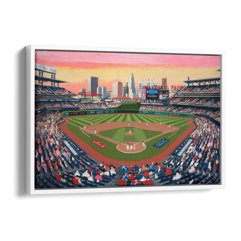 Washington Nationals Baseball Side - White Canvas Wall Art