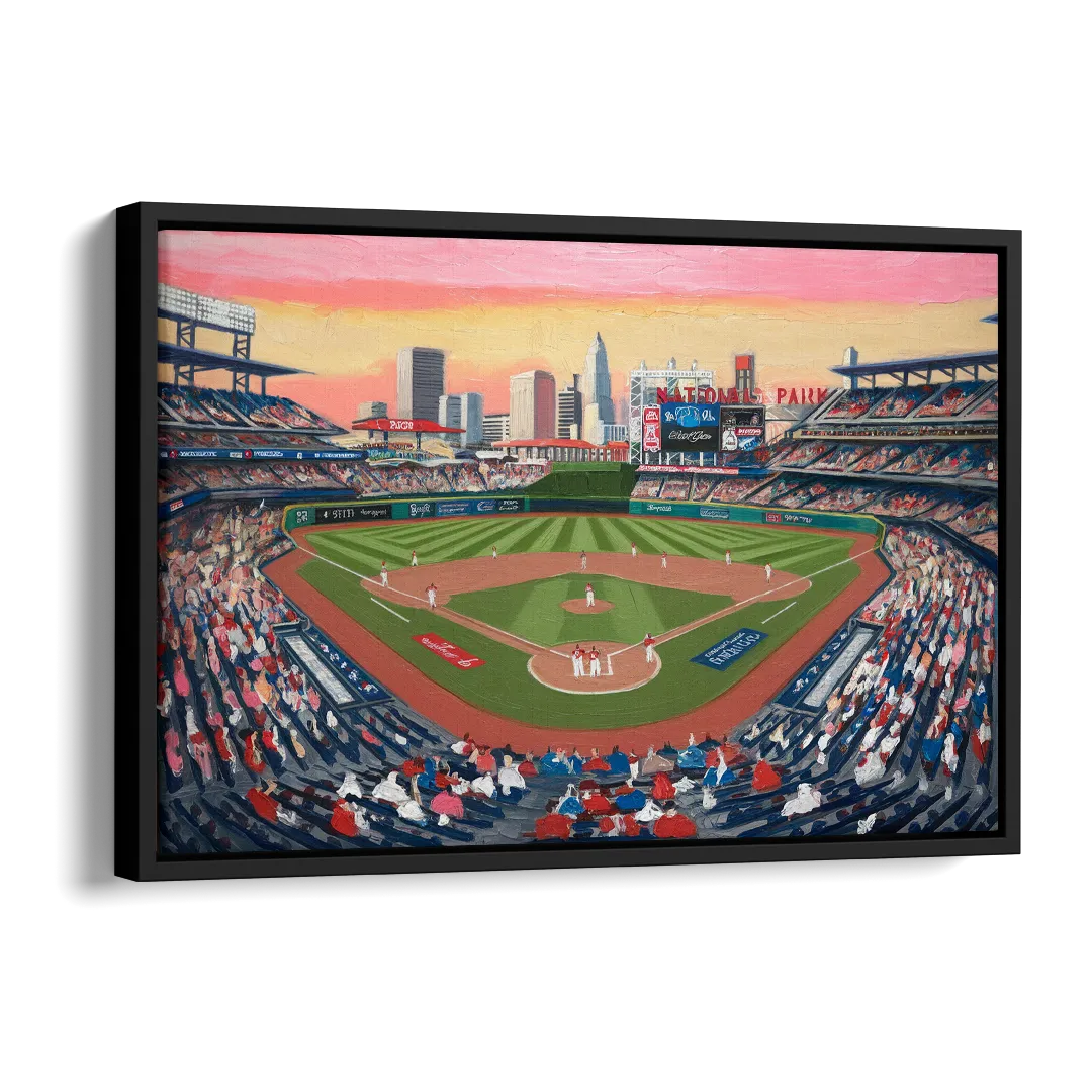 Washington Nationals Baseball Side - Black Canvas Wall Art