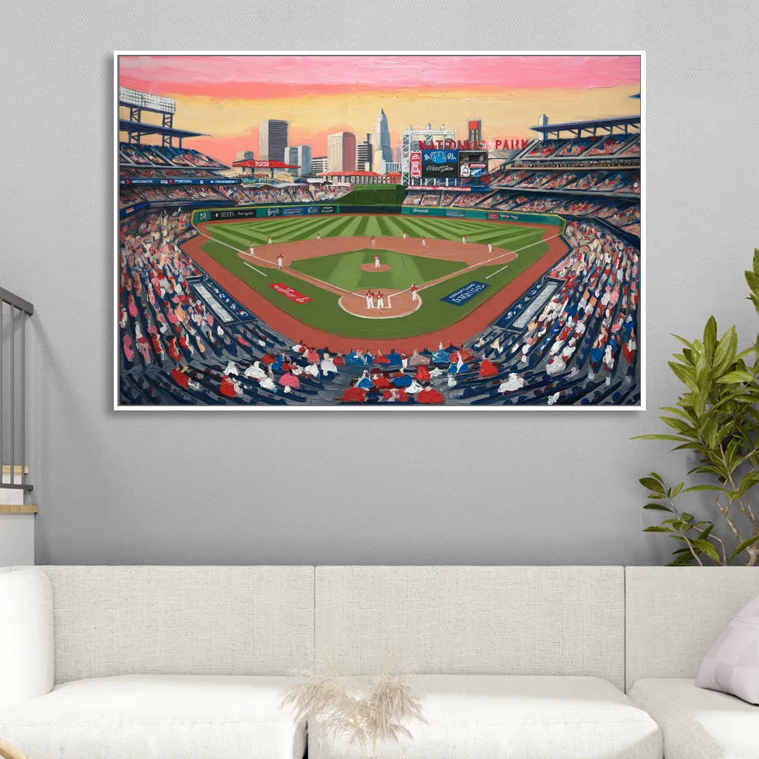 Washington Nationals Baseball Living Room - White Canvas Wall Art