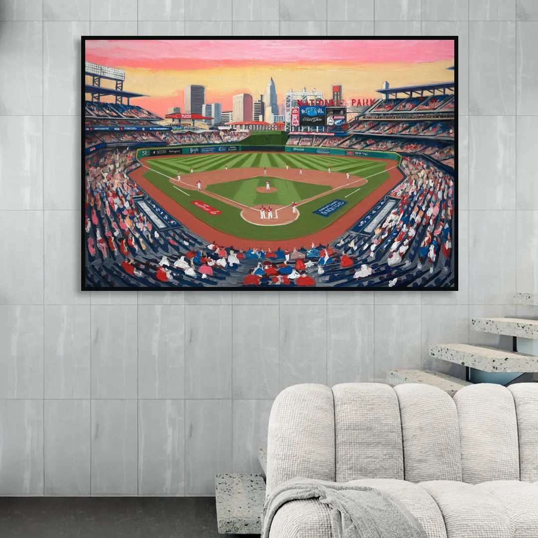 Washington Nationals Baseball Living Room - Black Canvas Wall Art