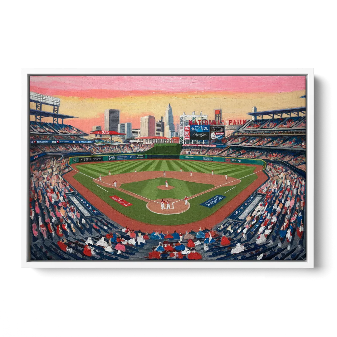 Washington Nationals Baseball Front - White Canvas Wall Art