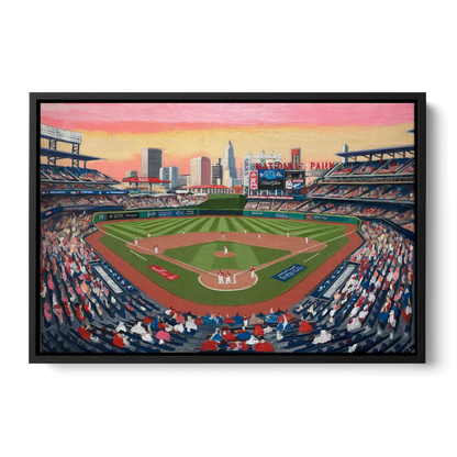Washington Nationals Baseball Front - Black Canvas Wall Art