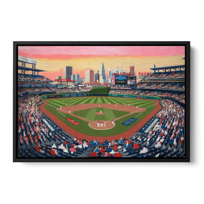Washington Nationals Baseball Front - Black Canvas Wall Art
