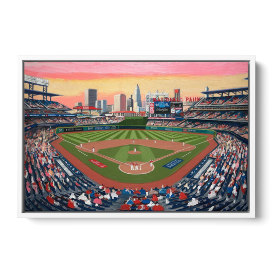 Washington Nationals Baseball - White Framed Canvas Wall Art - Front