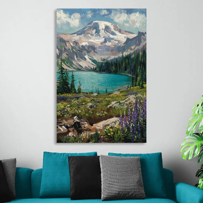 Washington State Mountain View Living Room - Canvas Wall Art