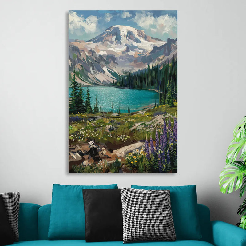 Washington State Mountain View Living Room - Canvas Wall Art