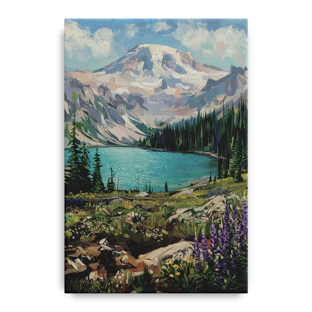 Washington State Mountain View Front - Canvas Wall Art