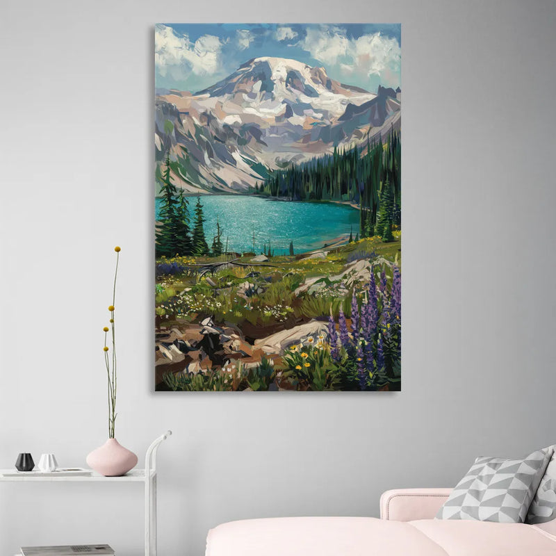 Washington State Mountain View Sitting Room - Canvas Wall Art