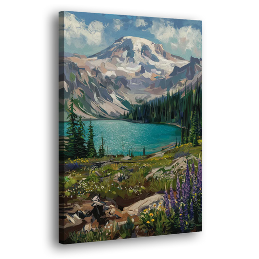 Washington State Mountain View Side - Canvas Wall Art