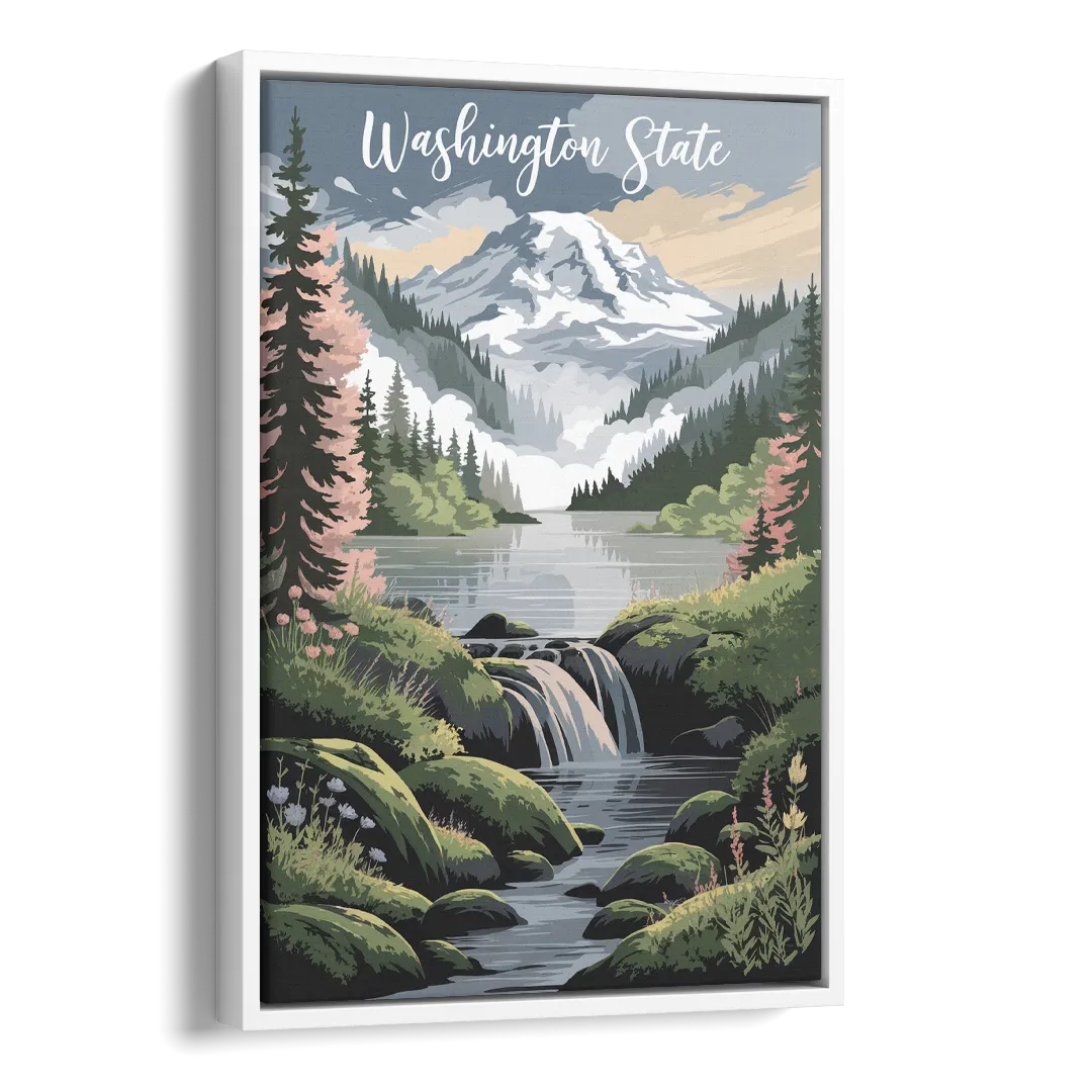 Washington State Nature Scenes Side - White Canvas Wall Art