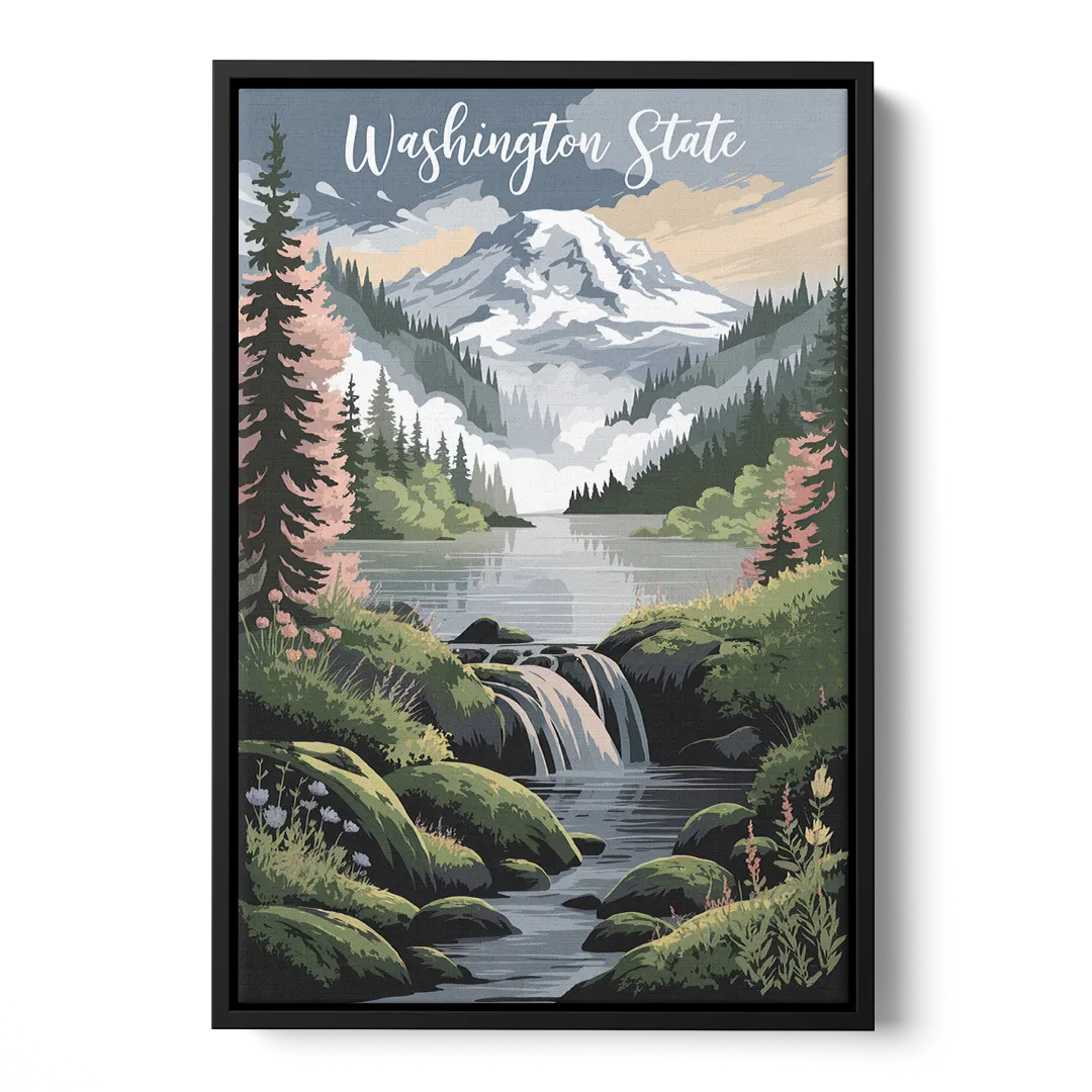 Washington State Nature Scenes Front - Black Canvas Wall Art