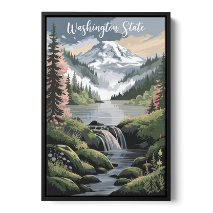 Washington State Nature Scenes Front - Black Canvas Wall Art