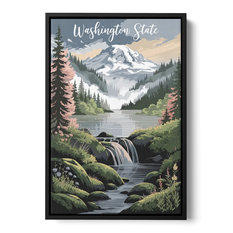 Washington State Nature Scenes Front - Black Canvas Wall Art