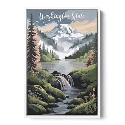 Washington State Nature Scenes Front - White Canvas Wall Art