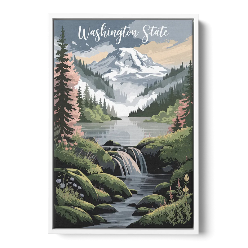 Washington State Nature Scenes Front - White Canvas Wall Art