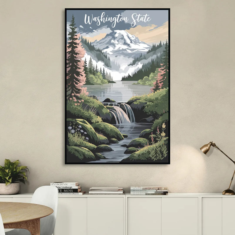 Washington State Nature Scenes Sitting Room - Black Canvas Wall Art