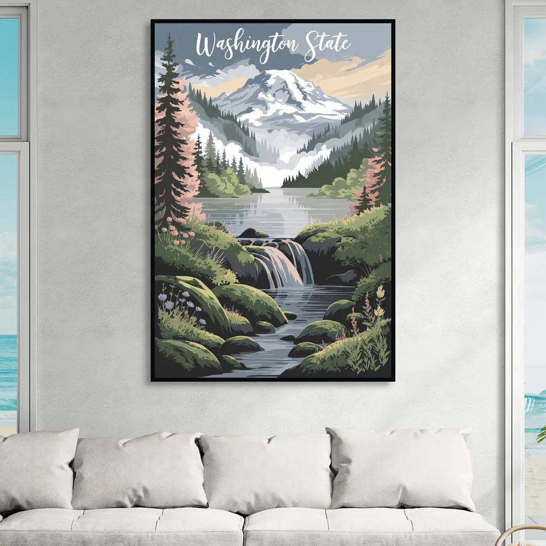 Washington State Nature Scenes Living Room - Black Canvas Wall Art