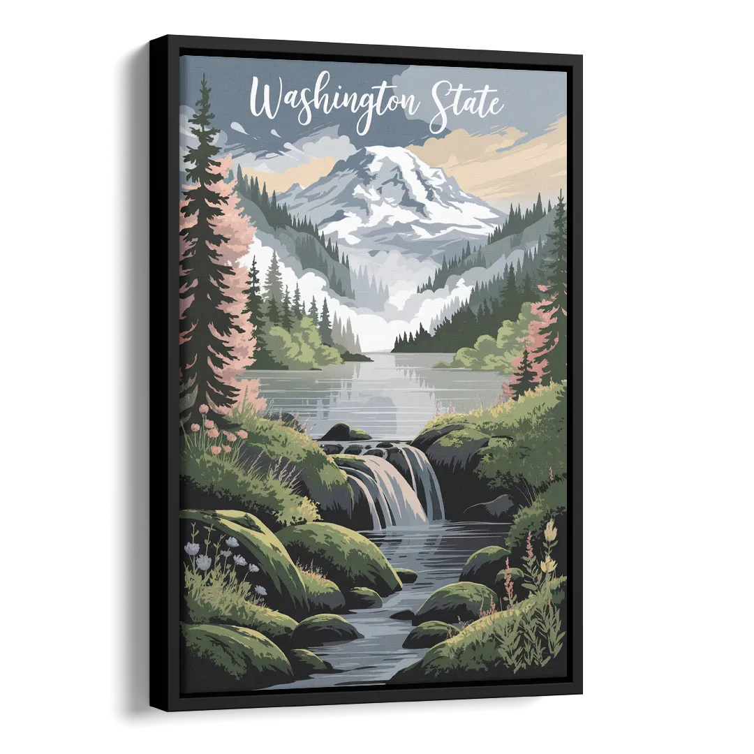 Washington State Nature Scenes Side - Black Canvas Wall Art