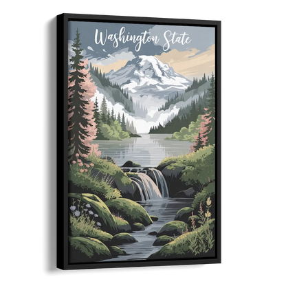 Washington State Nature Scenes Side - Black Canvas Wall Art