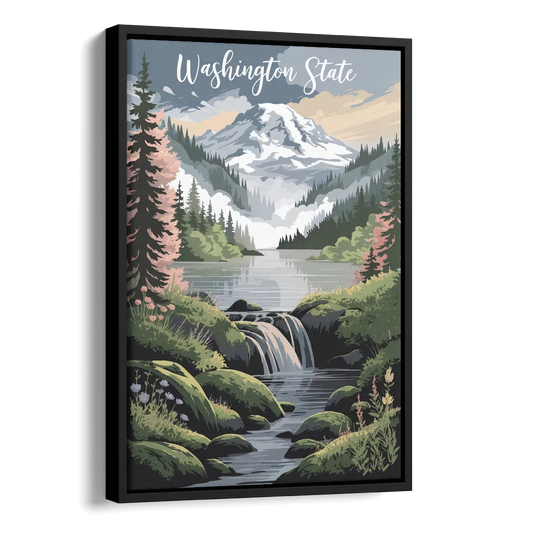 Washington State Nature Scenes Side - Black Canvas Wall Art