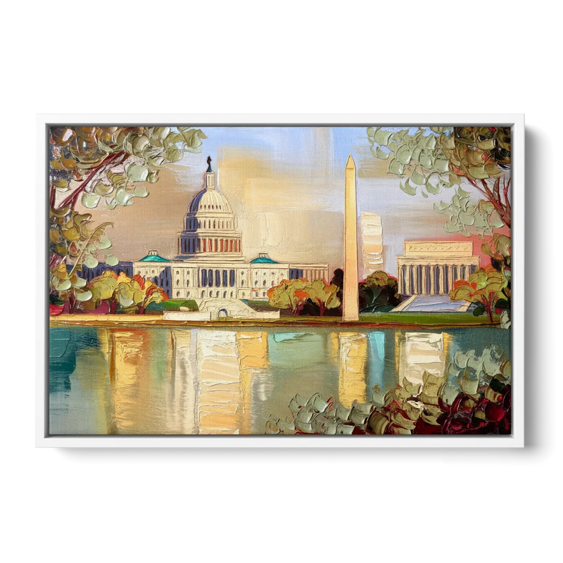 Washington Sunny Cityscapes Front - White Canvas Wall Art