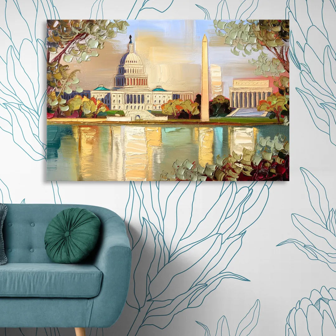 Washington Sunny Cityscapes Sitting Room - Canvas Wall Art