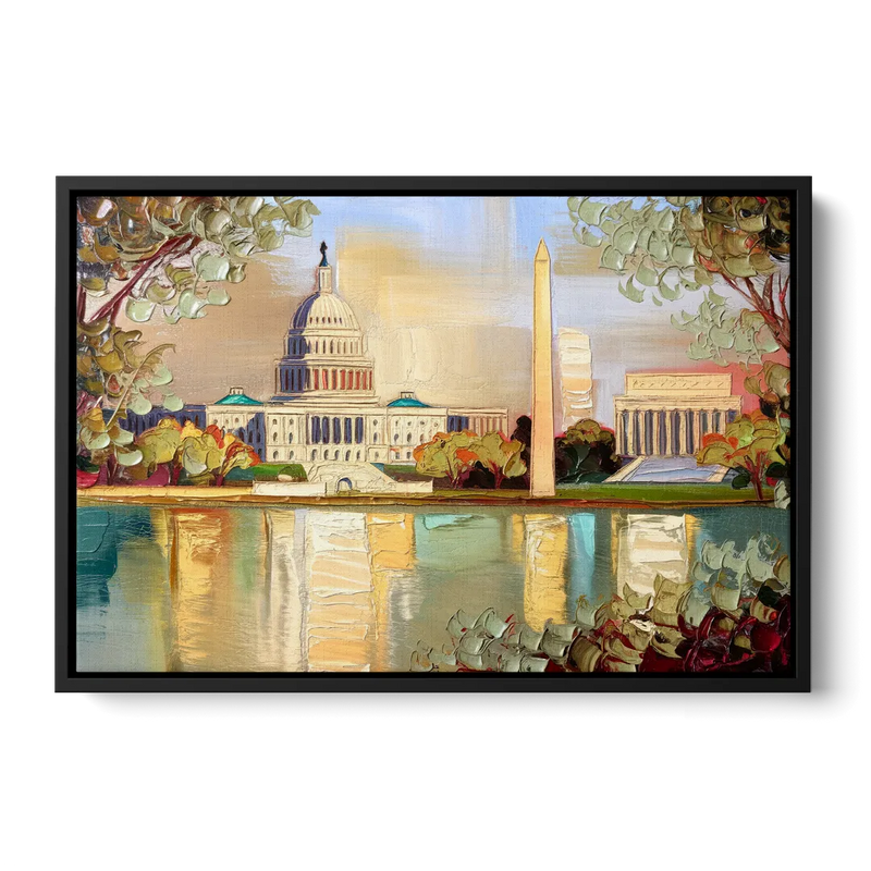 Washington Sunny Cityscapes Front - Black Canvas Wall Art