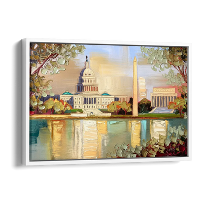 Washington Sunny Cityscapes Side - White Canvas Wall Art