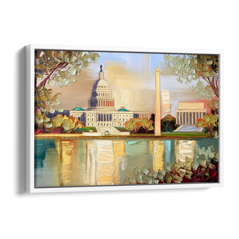 Washington Sunny Cityscapes Side - White Canvas Wall Art