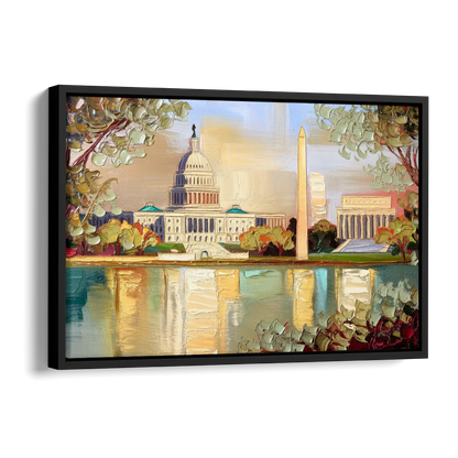 Washington Sunny Cityscapes Side - Black Canvas Wall Art