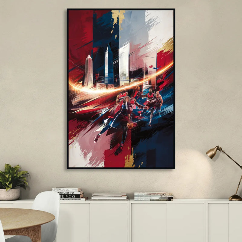 Washington Wizards Basketball Living Room - Black Canvas Wall Art