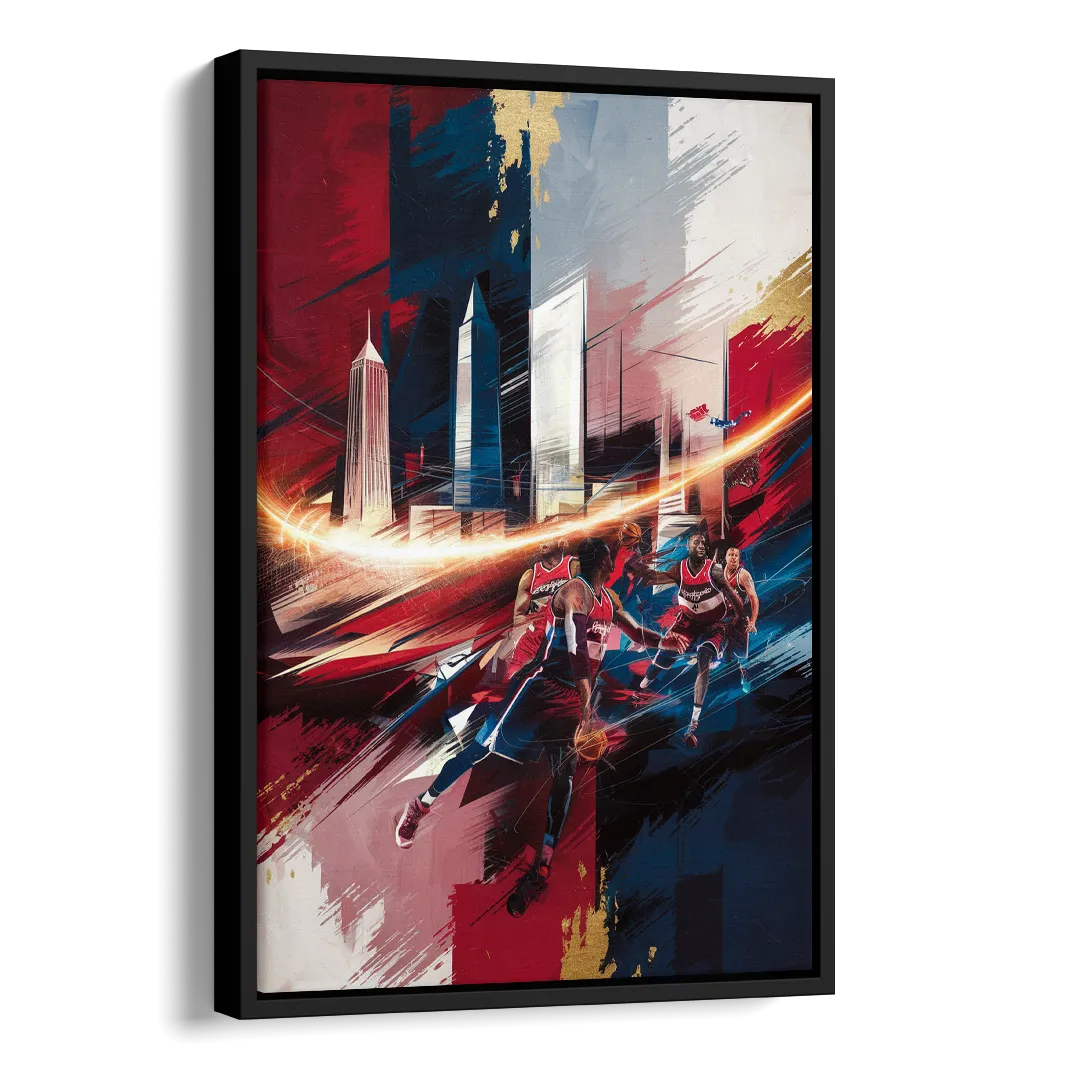 Washington Wizards Basketball Side - Black Canvas Wall Art