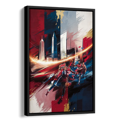 Washington Wizards Basketball Side - Black Canvas Wall Art