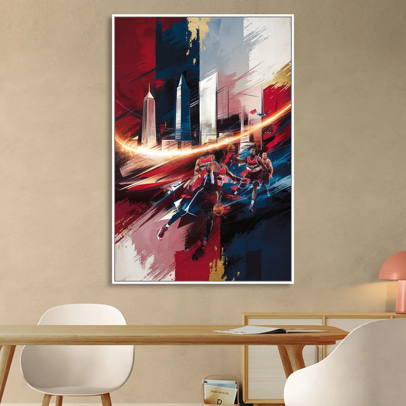 Washington Wizards Basketball Sitting Room - White Canvas Wall Art