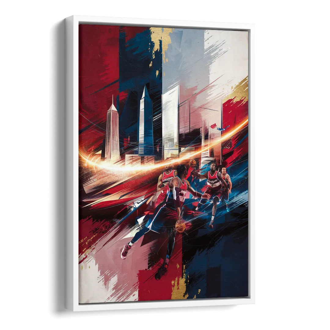 Washington Wizards Basketball Side - White Canvas Wall Art
