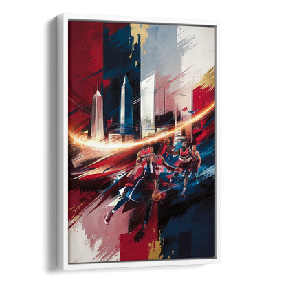 Washington Wizards Basketball Side - White Canvas Wall Art