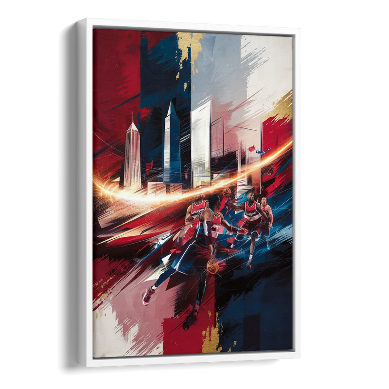 Washington Wizards Basketball Side - White Canvas Wall Art
