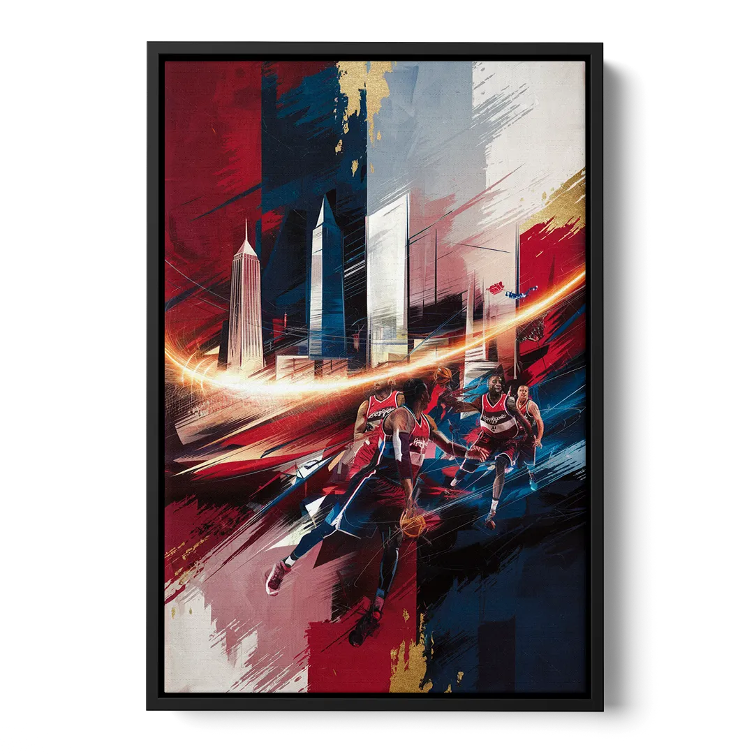 Washington Wizards Basketball Front - Black Canvas Wall Art