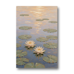 Water Lilies at Golden Hour for the Spa Bathroom - Canvas Wall Art - Front