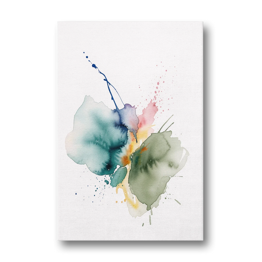 Watercolor Abstract Wall Art in Sage and Teal Pools - Canvas Wall Art - Front