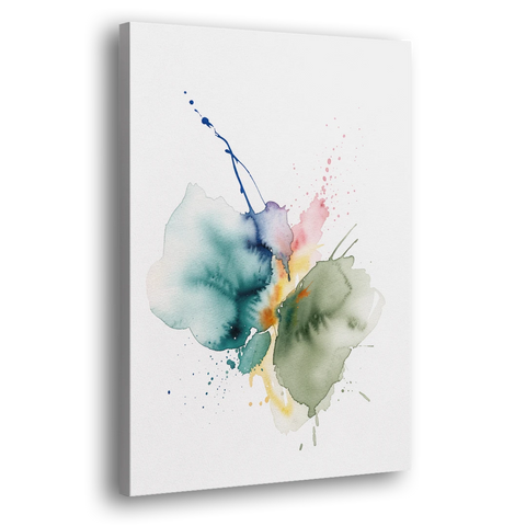 Watercolor Abstract Wall Art in Sage and Teal Pools - Canvas Wall Art - Side