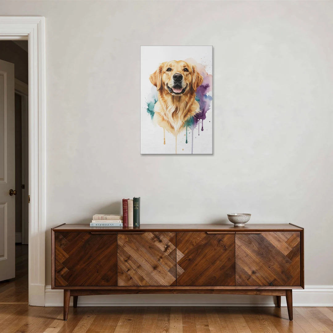Watercolor Golden Retriever Portrait - Canvas Wall Art - Coffee Table - 24x36