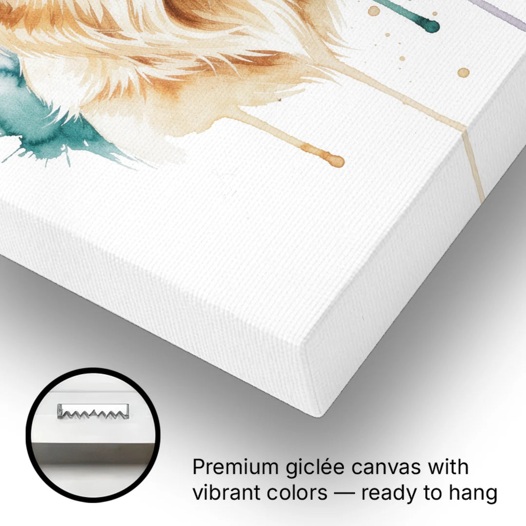 Watercolor Golden Retriever Portrait - Canvas Wall Art - Gallery Wrap Corner
