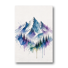 Watercolor Mountain Painting in Violet Bloom - Canvas Wall Art - Front