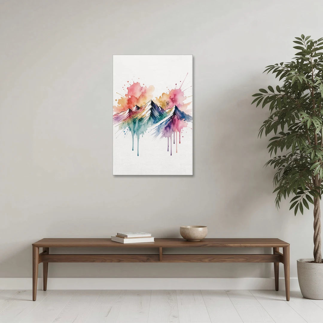 Watercolor Mountain in Sunset Bloom - Canvas Wall Art - Coffee Table - 24x36