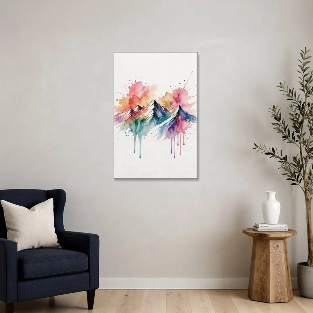 Watercolor Mountain in Sunset Bloom - Canvas Wall Art - Sofa - 24x36